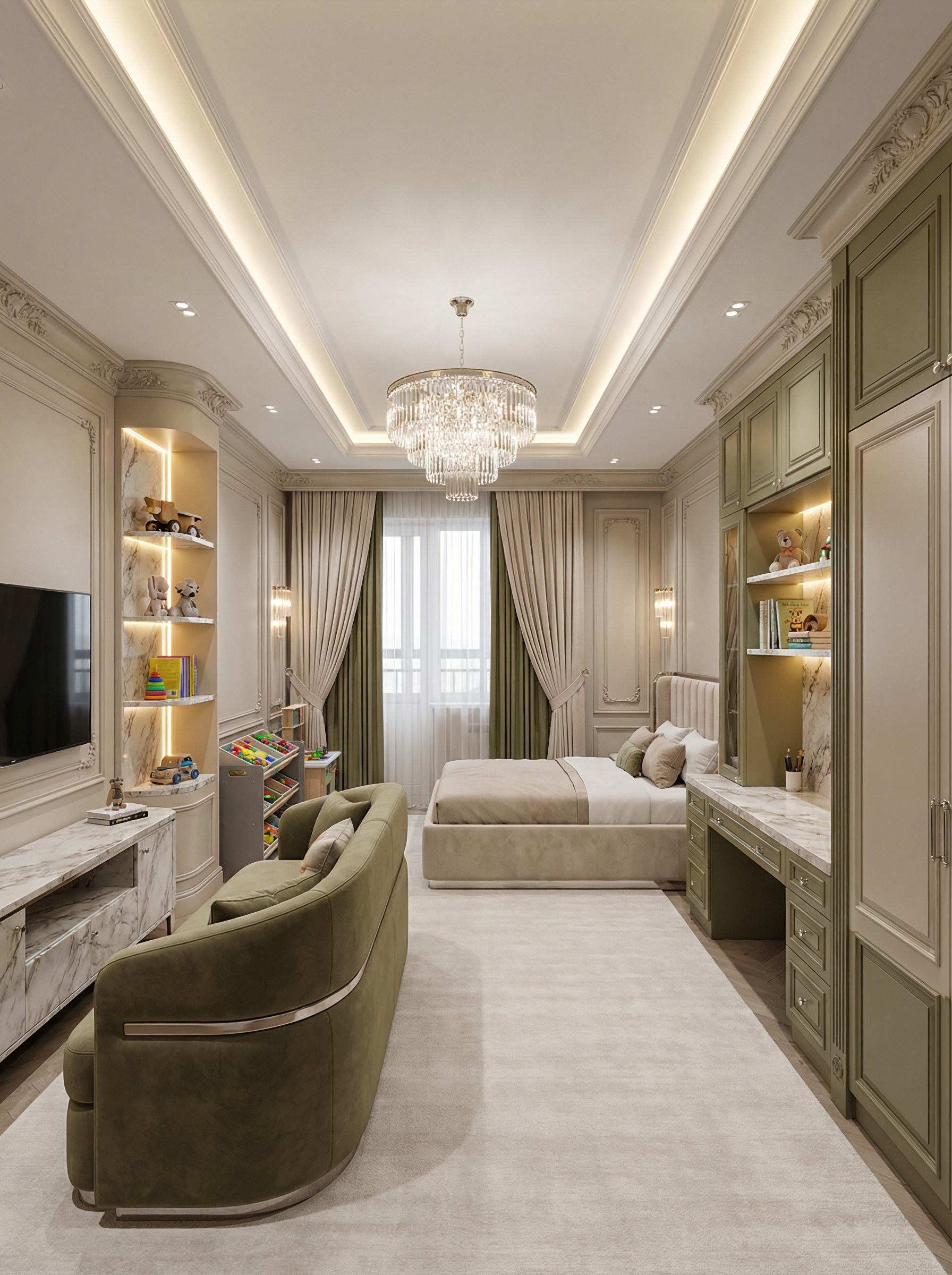 Дизайн детской в стиле Классика — фото интерьера от нейросети RoomGPT