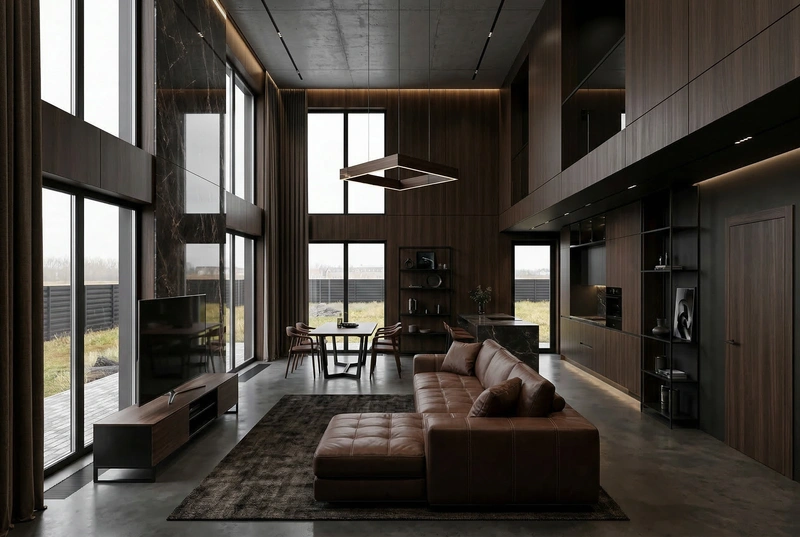 Дизайн гостиной в стиле Блэктэк — фото интерьера от нейросети RoomGPT