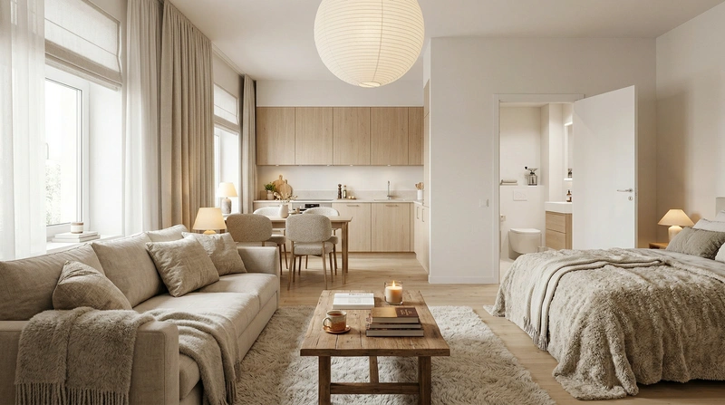 Дизайн интерьера в стиле Хюгге — Гостиная от нейросети RoomGPT