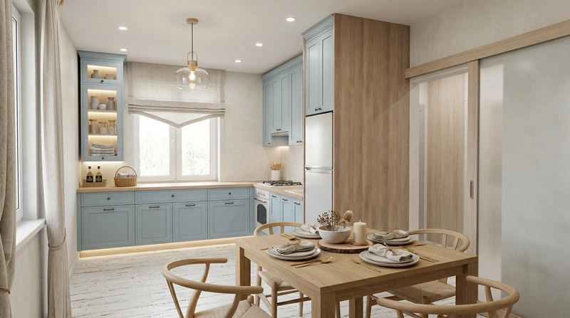 Дизайн интерьера в стиле Хюгге — Кухня от нейросети RoomGPT