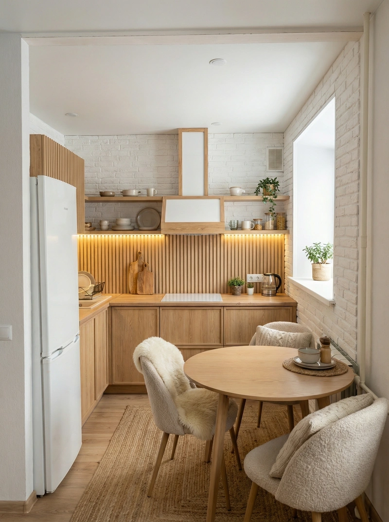 Дизайн интерьера в стиле Хюгге — Кухня от нейросети RoomGPT