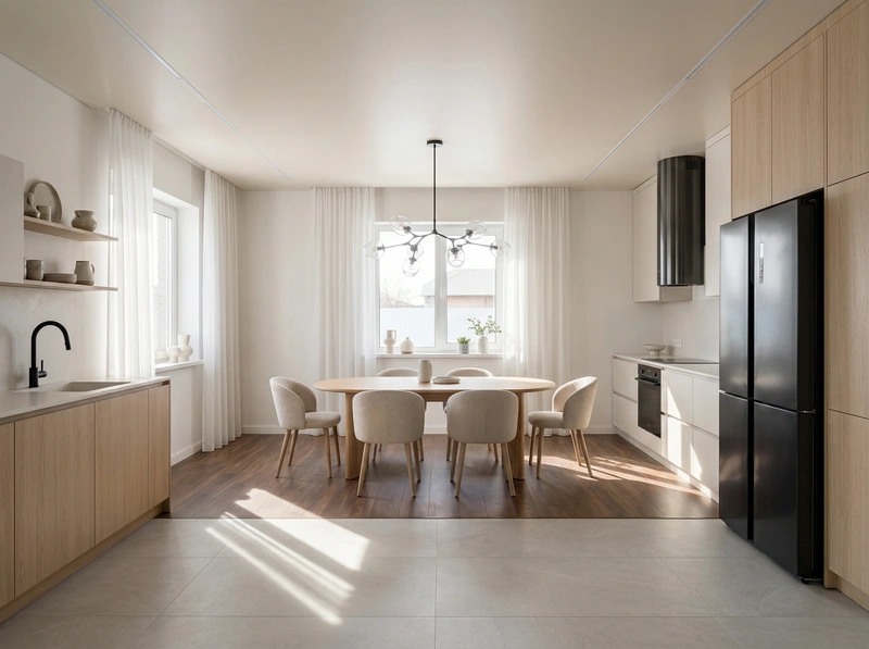 Дизайн интерьера в стиле Сканди — Кухня от нейросети RoomGPT