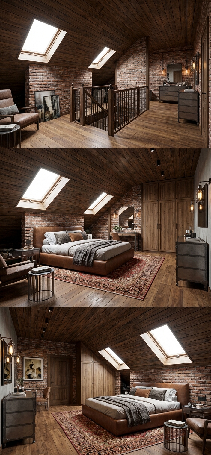 Дизайн спальни в стиле Лофт — фото интерьера от нейросети RoomGPT