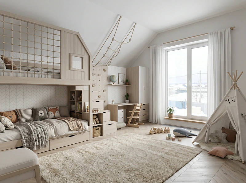 Дизайн интерьера в стиле Хюгге — Детская от нейросети RoomGPT