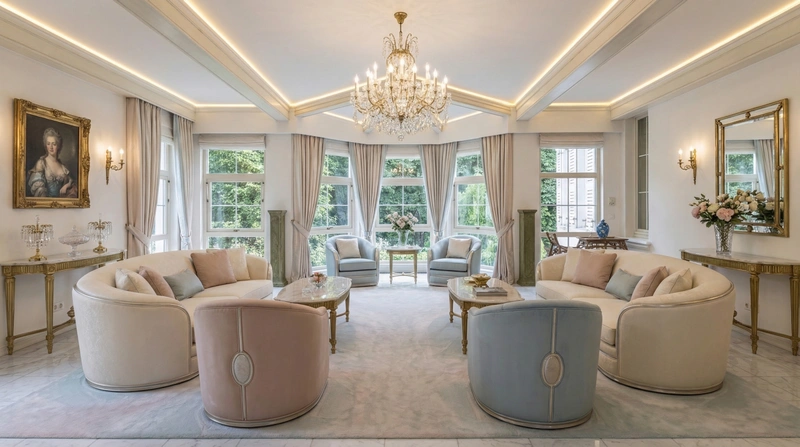 Дизайн интерьера в стиле Неоклассика — Гостиная от нейросети RoomGPT