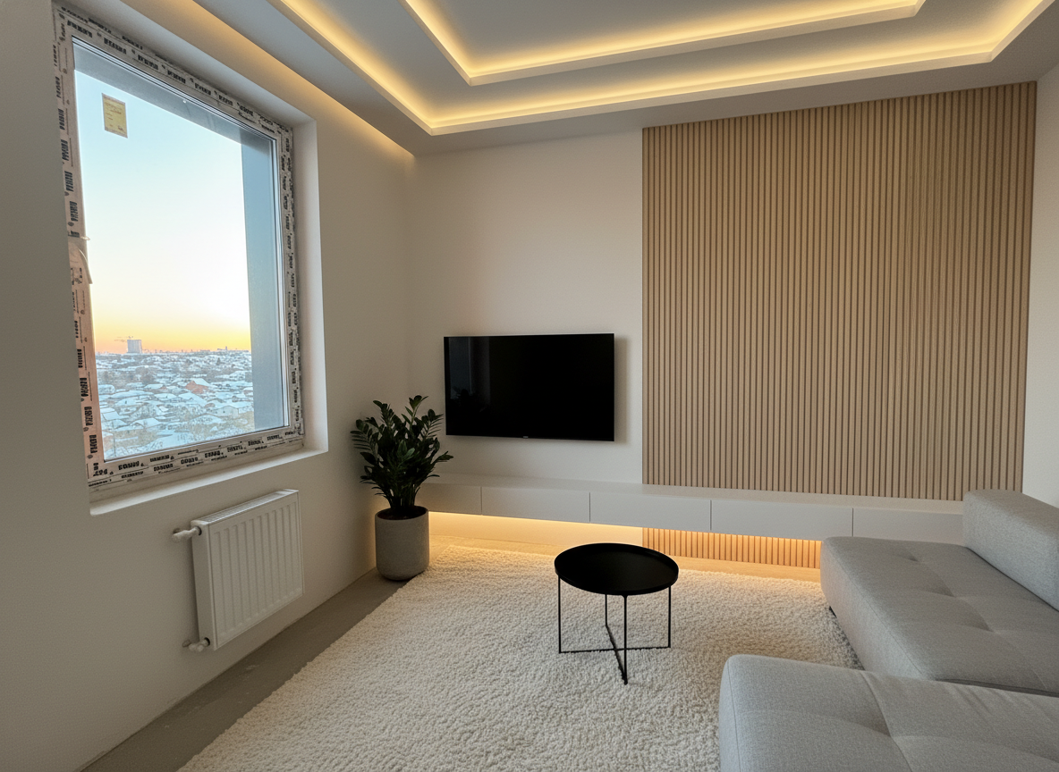 Дизайн гостиной в стиле Минимализм — фото интерьера от нейросети RoomGPT