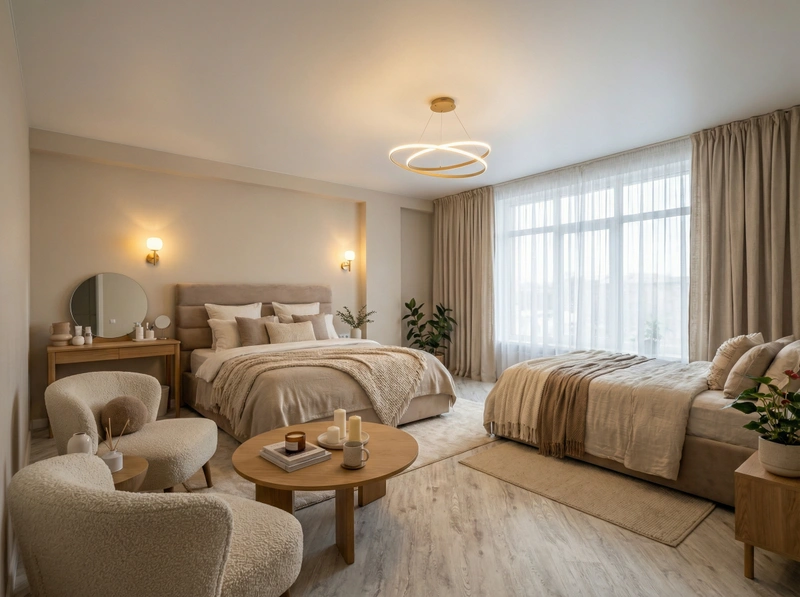 Дизайн интерьера в стиле Хюгге — Спальня от нейросети RoomGPT