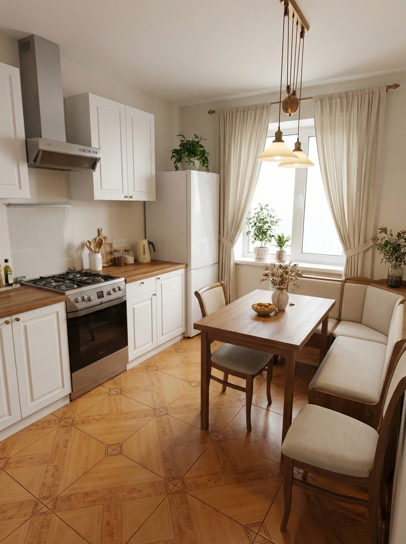 Дизайн интерьера в стиле Классика — Кухня от нейросети RoomGPT