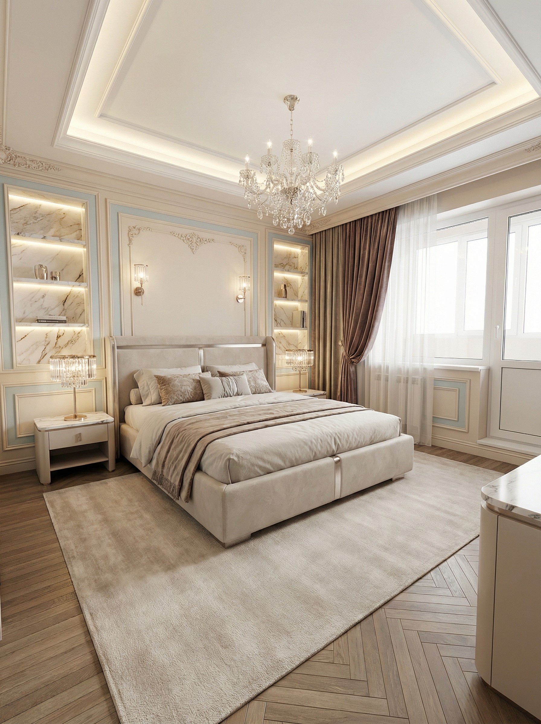 Дизайн спальни в стиле Классика — фото интерьера от нейросети RoomGPT