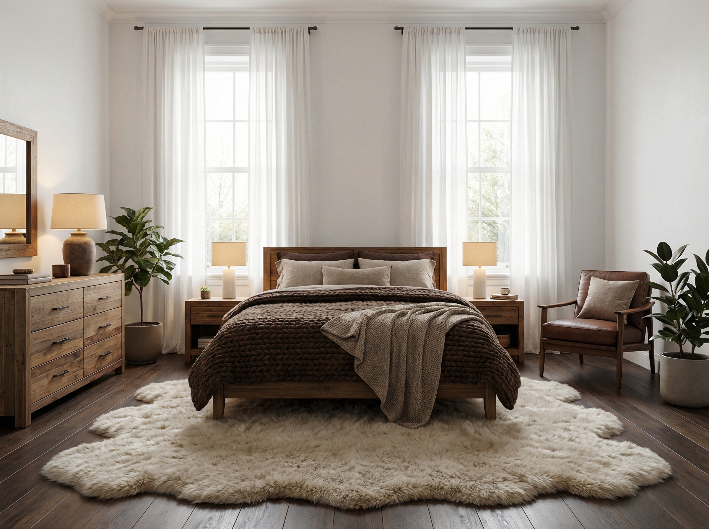 Дизайн спальни в стиле Хюгге — фото интерьера от нейросети RoomGPT