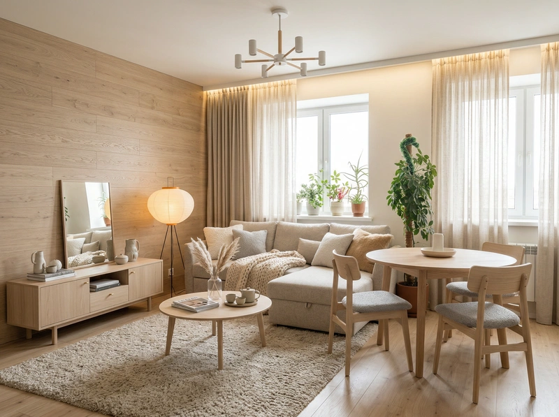 Дизайн интерьера в стиле Хюгге — Гостиная от нейросети RoomGPT