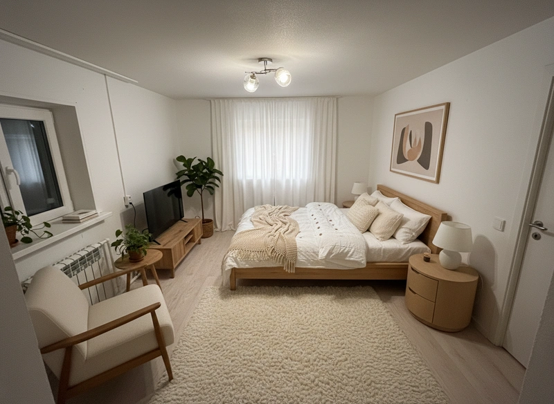 Дизайн интерьера в стиле Хюгге — Спальня от нейросети RoomGPT