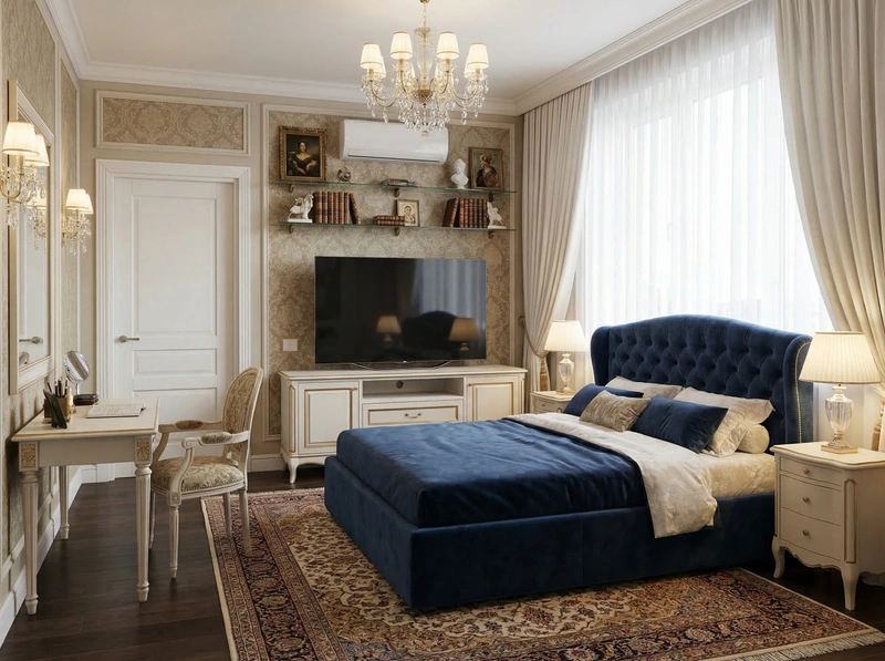 Дизайн спальни в стиле Классика — фото интерьера от нейросети RoomGPT