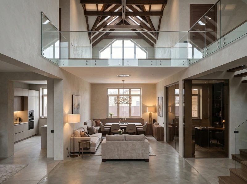 Дизайн гостиной в стиле Контемпорари — фото интерьера от нейросети RoomGPT