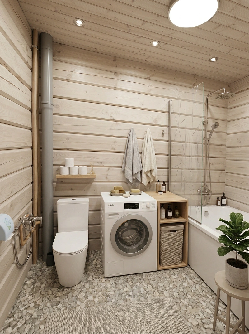 Дизайн ванной в стиле Сканди — фото интерьера от нейросети RoomGPT