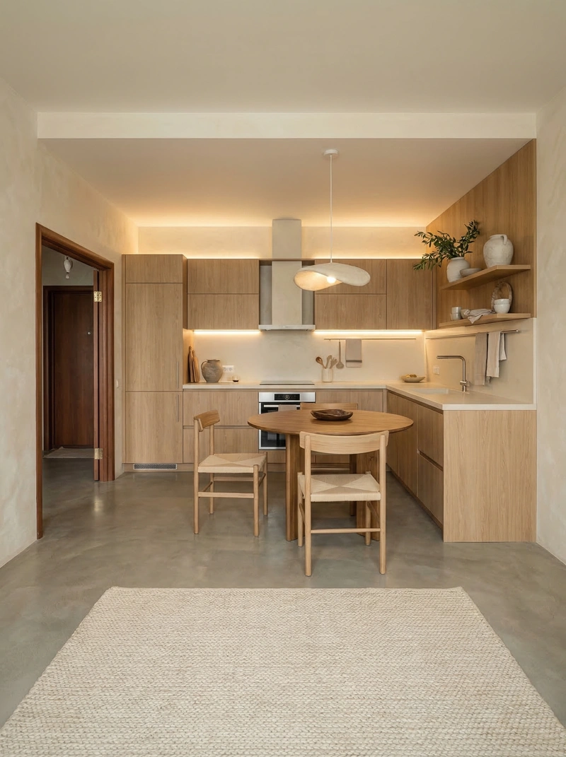 Дизайн кухни в стиле Japandi — фото интерьера от нейросети RoomGPT