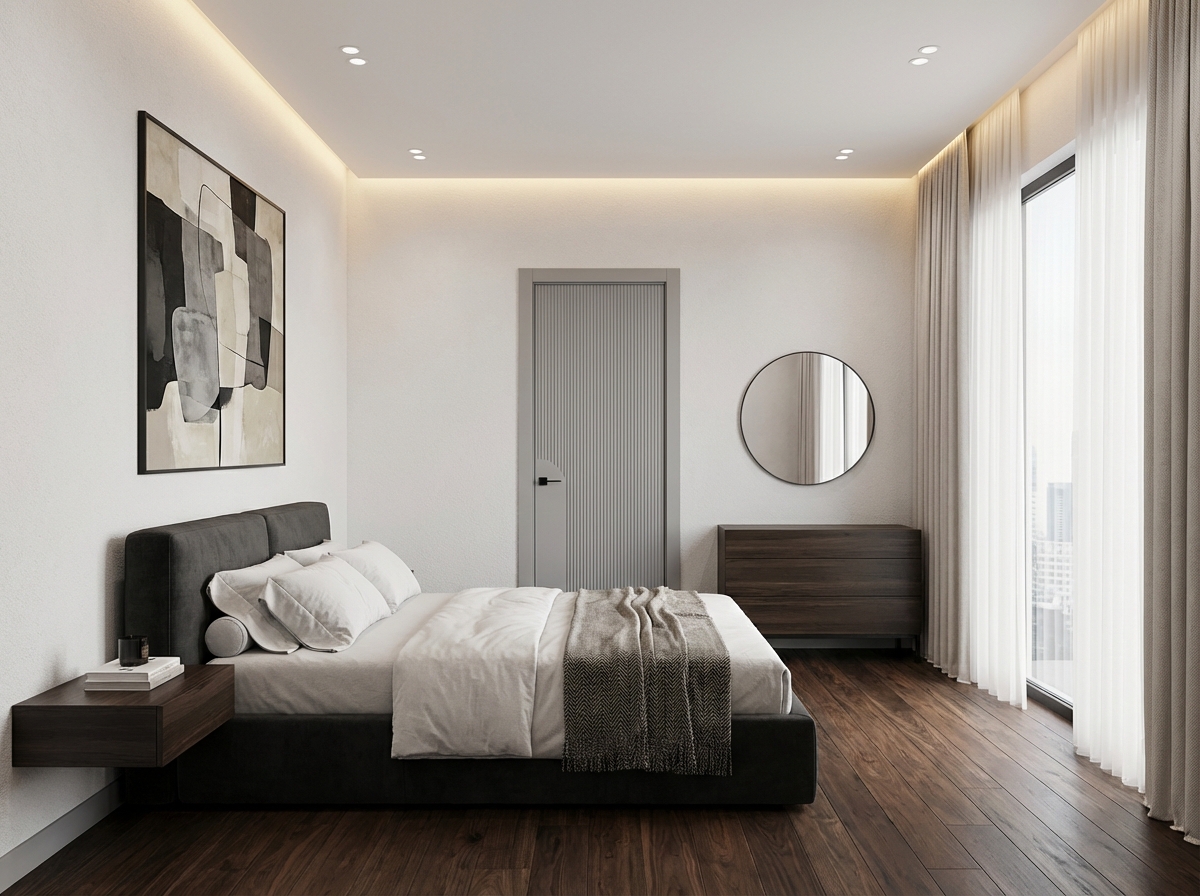 Дизайн спальни в стиле Минимализм — фото интерьера от нейросети RoomGPT