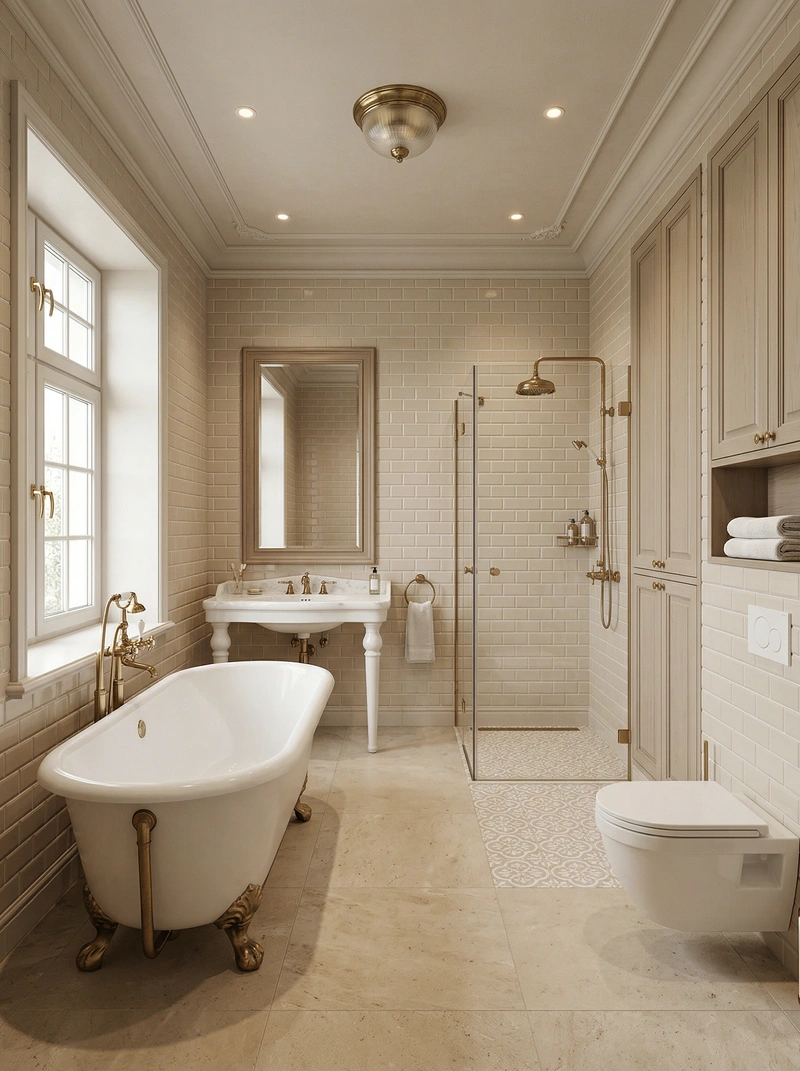 Дизайн интерьера в стиле Классика — Ванная от нейросети RoomGPT