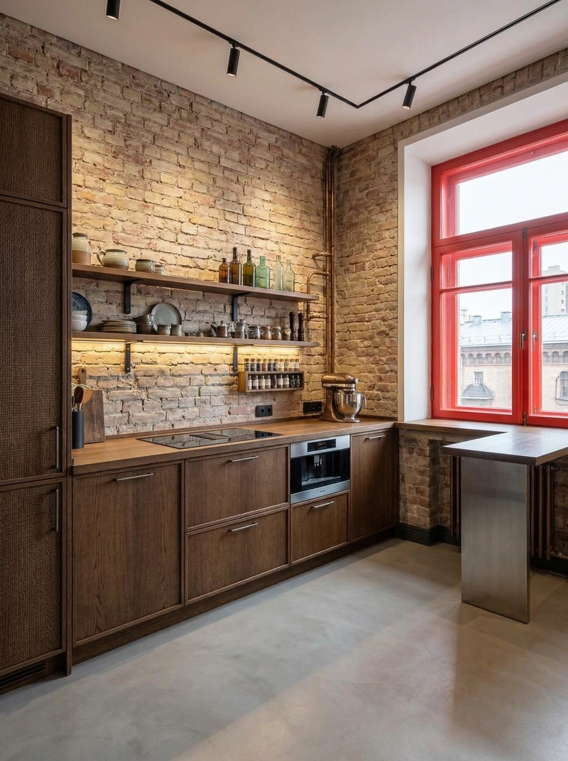 Дизайн кухни в стиле Лофт — фото интерьера от нейросети RoomGPT