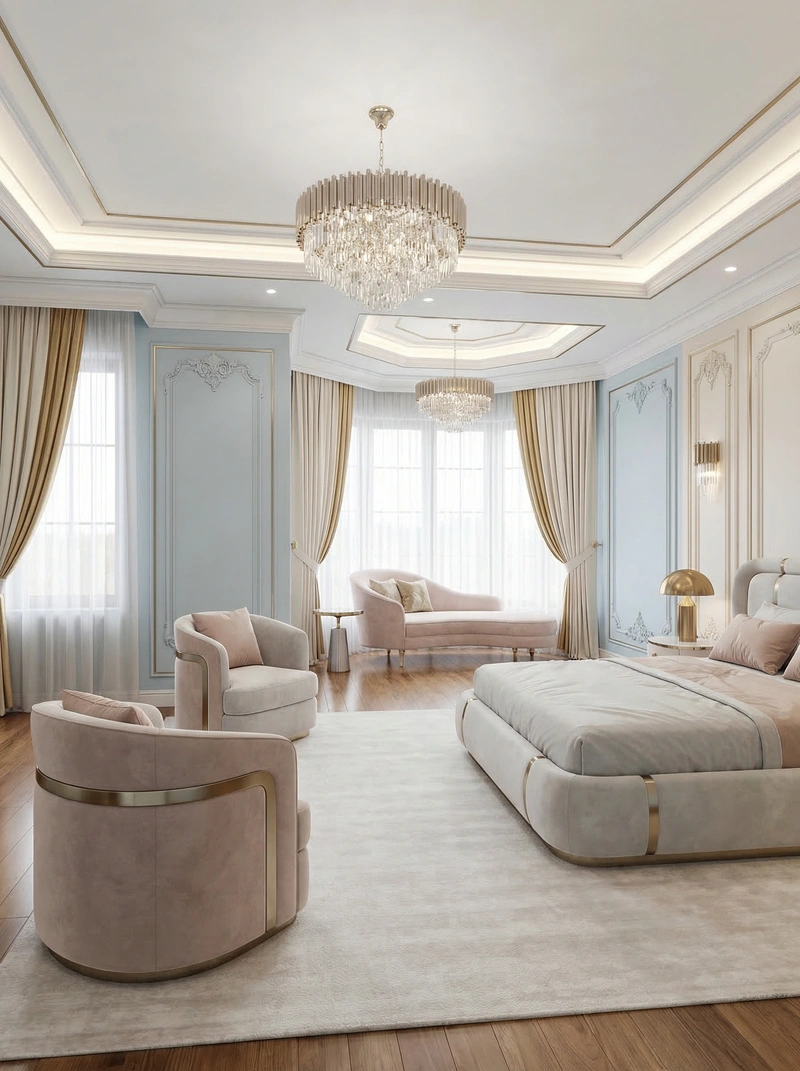 Дизайн интерьера в стиле Неоклассика — Спальня от нейросети RoomGPT