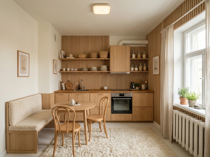 Дизайн кухни в стиле Хюгге — фото интерьера от нейросети RoomGPT