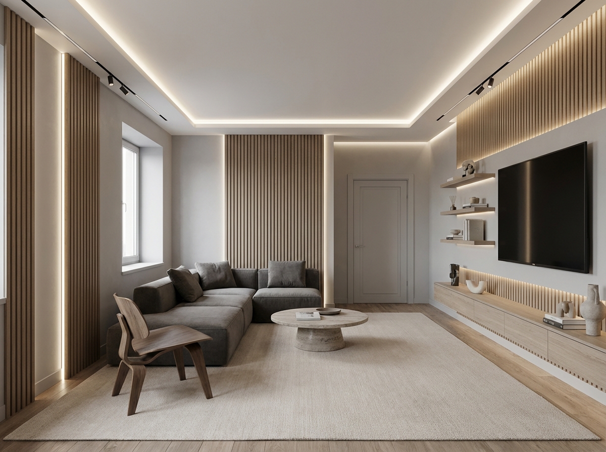 Дизайн гостиной в стиле Минимализм — фото интерьера от нейросети RoomGPT