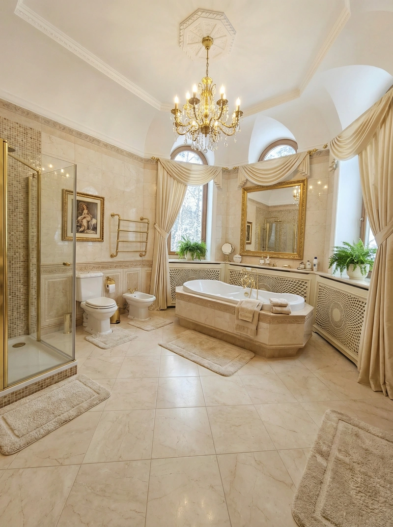 Дизайн интерьера в стиле Классика — Ванная от нейросети RoomGPT