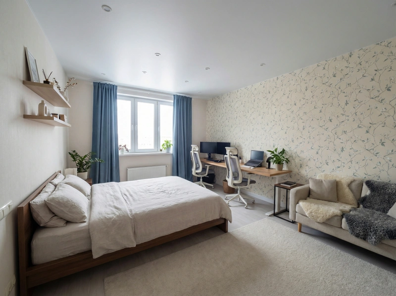 Дизайн интерьера в стиле Сканди — Спальня от нейросети RoomGPT