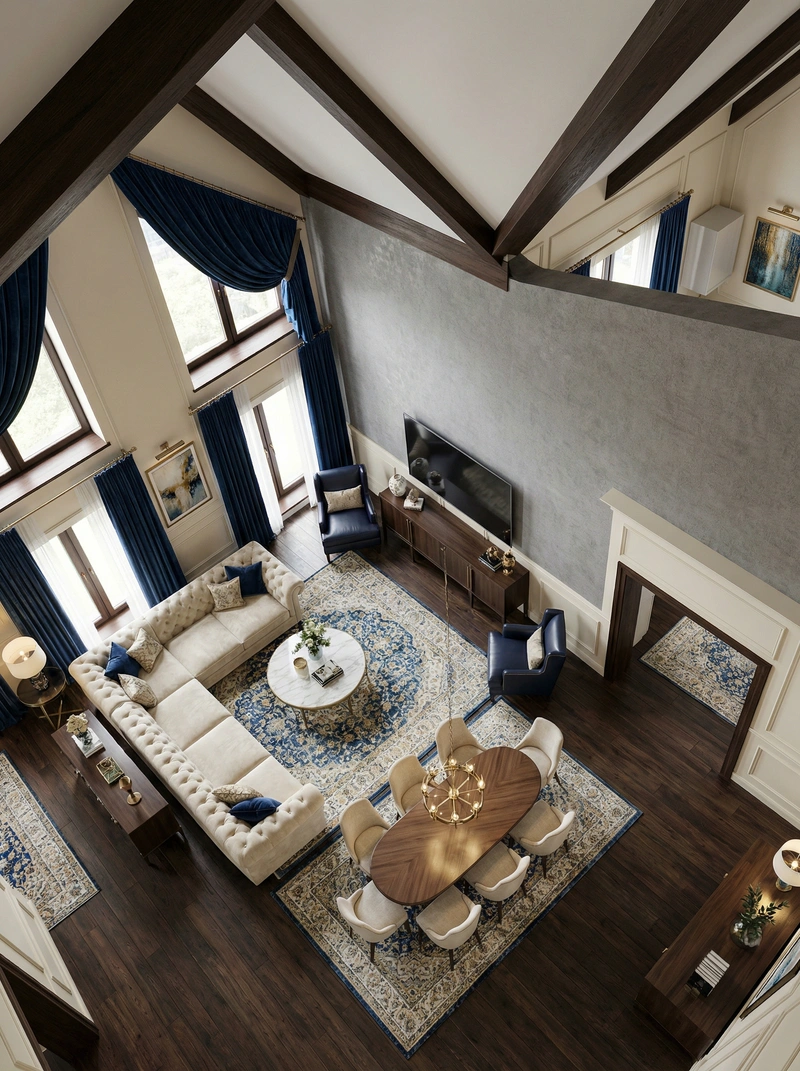 Дизайн интерьера в стиле Классика — Гостиная от нейросети RoomGPT