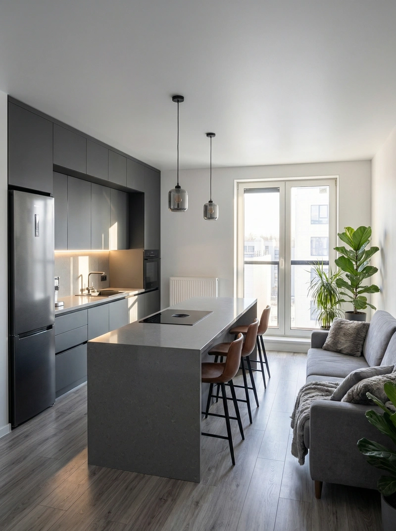 Дизайн кухни в стиле Контемпорари — фото интерьера от нейросети RoomGPT