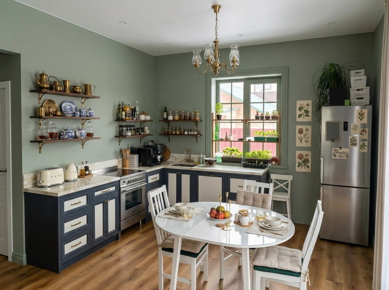 Дизайн кухни в стиле Классика — фото интерьера от нейросети RoomGPT