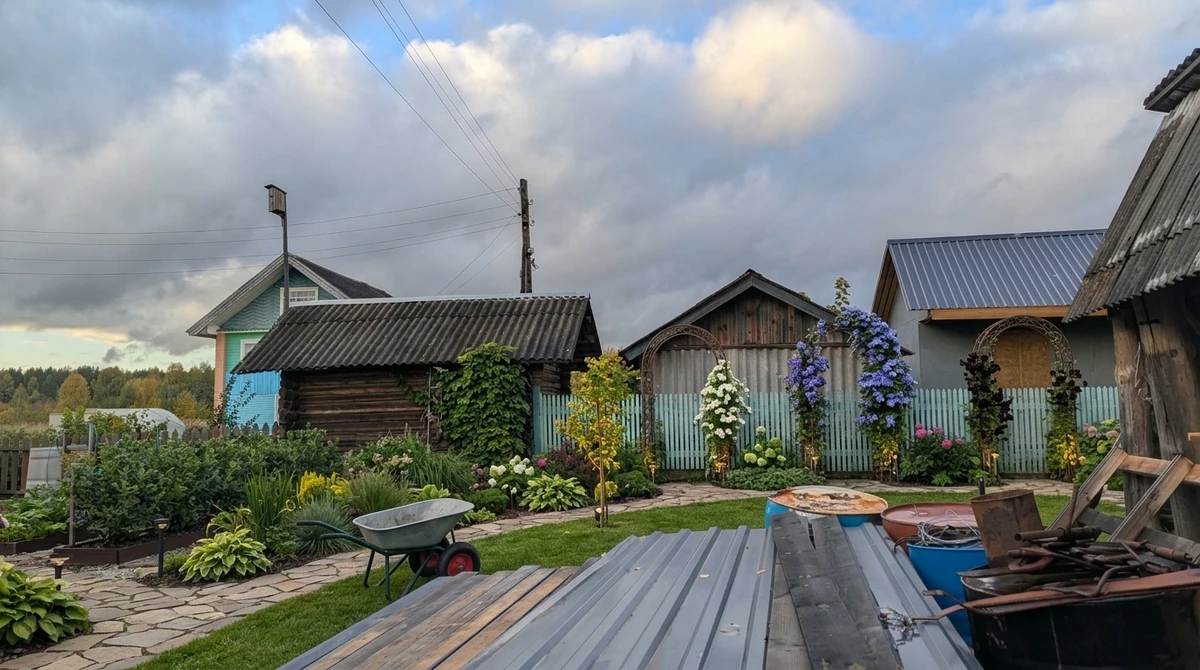 Дизайн участка в стиле Русская усадьба — фото участка от нейросети RoomGPT
