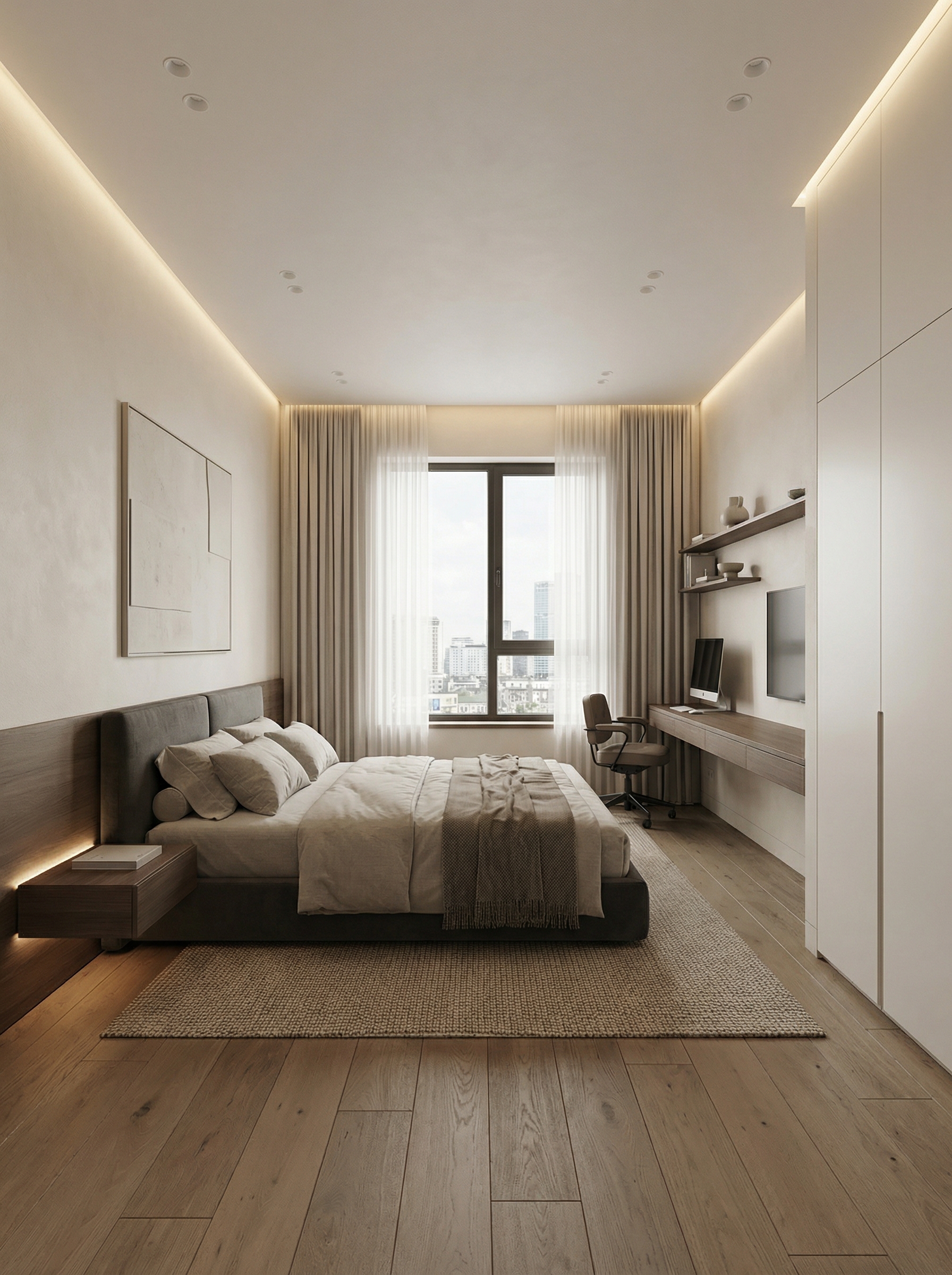 Дизайн спальни в стиле Минимализм — фото интерьера от нейросети RoomGPT