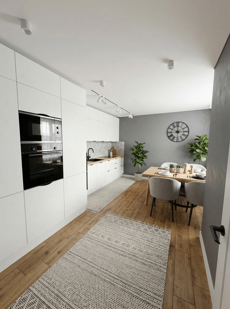 Дизайн кухни в стиле Сканди — фото интерьера от нейросети RoomGPT