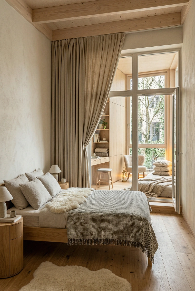 Дизайн интерьера в стиле Хюгге — Спальня от нейросети RoomGPT