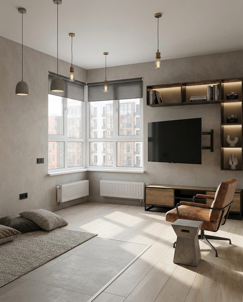 Дизайн интерьера в стиле Лофт — Гостиная от нейросети RoomGPT