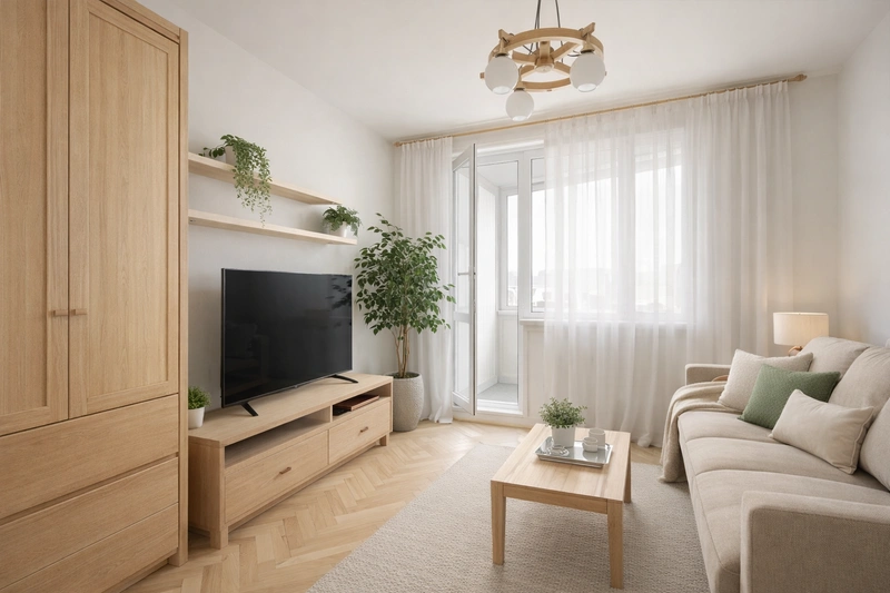 Дизайн гостиной в стиле Сканди — фото интерьера от нейросети RoomGPT