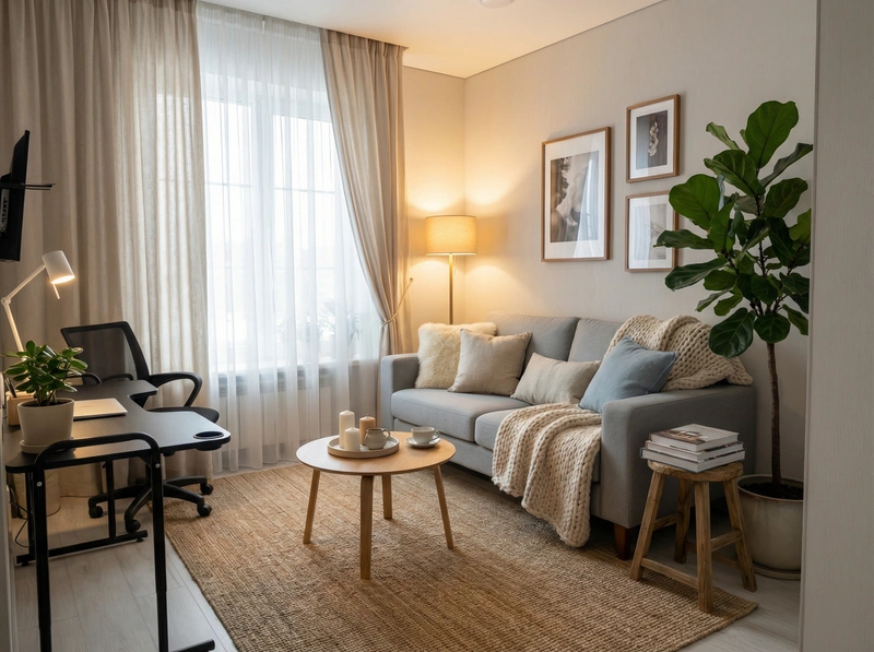 Дизайн интерьера в стиле Хюгге — Гостиная от нейросети RoomGPT