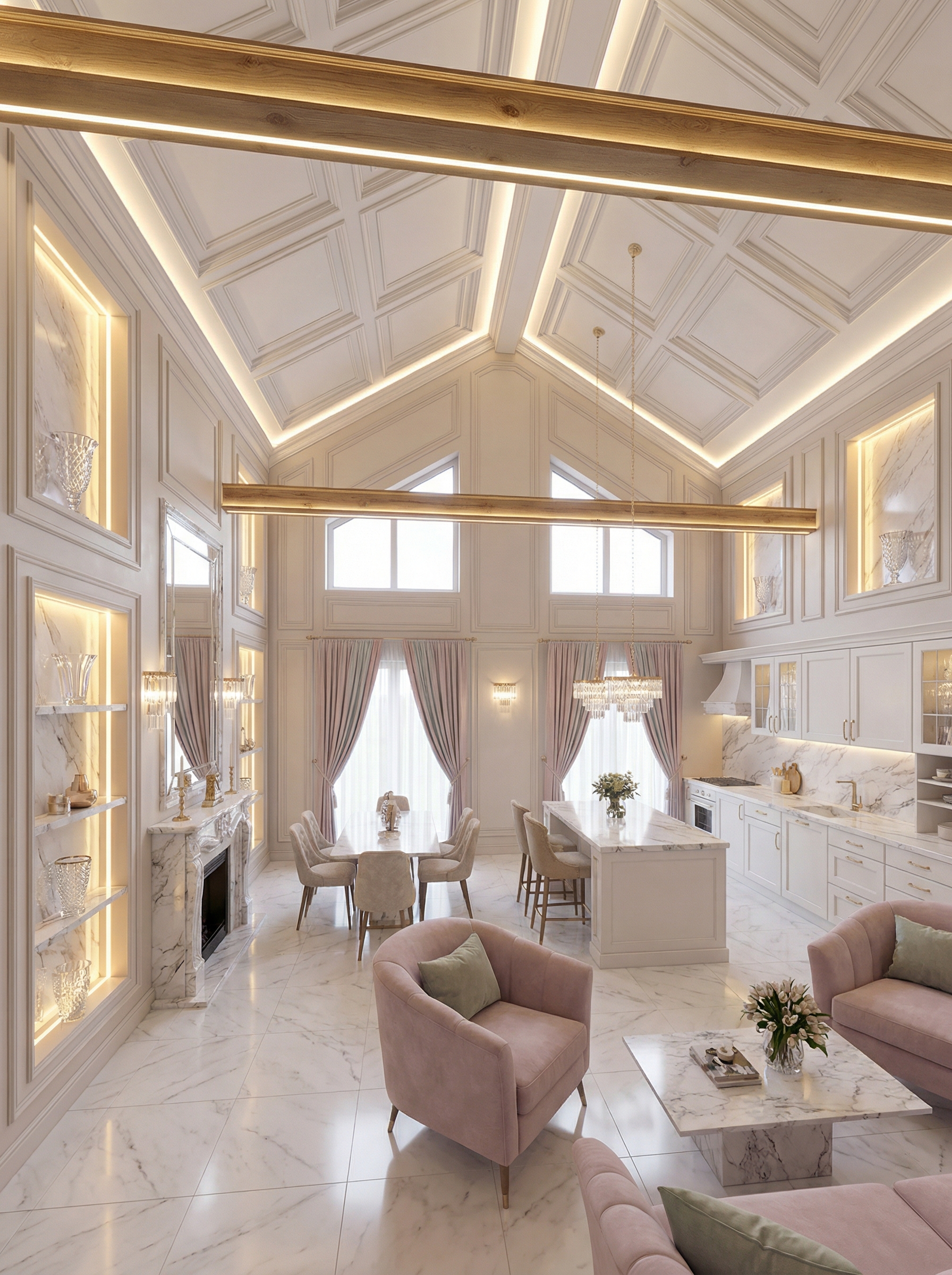 Дизайн кухни в стиле Классика — фото интерьера от нейросети RoomGPT