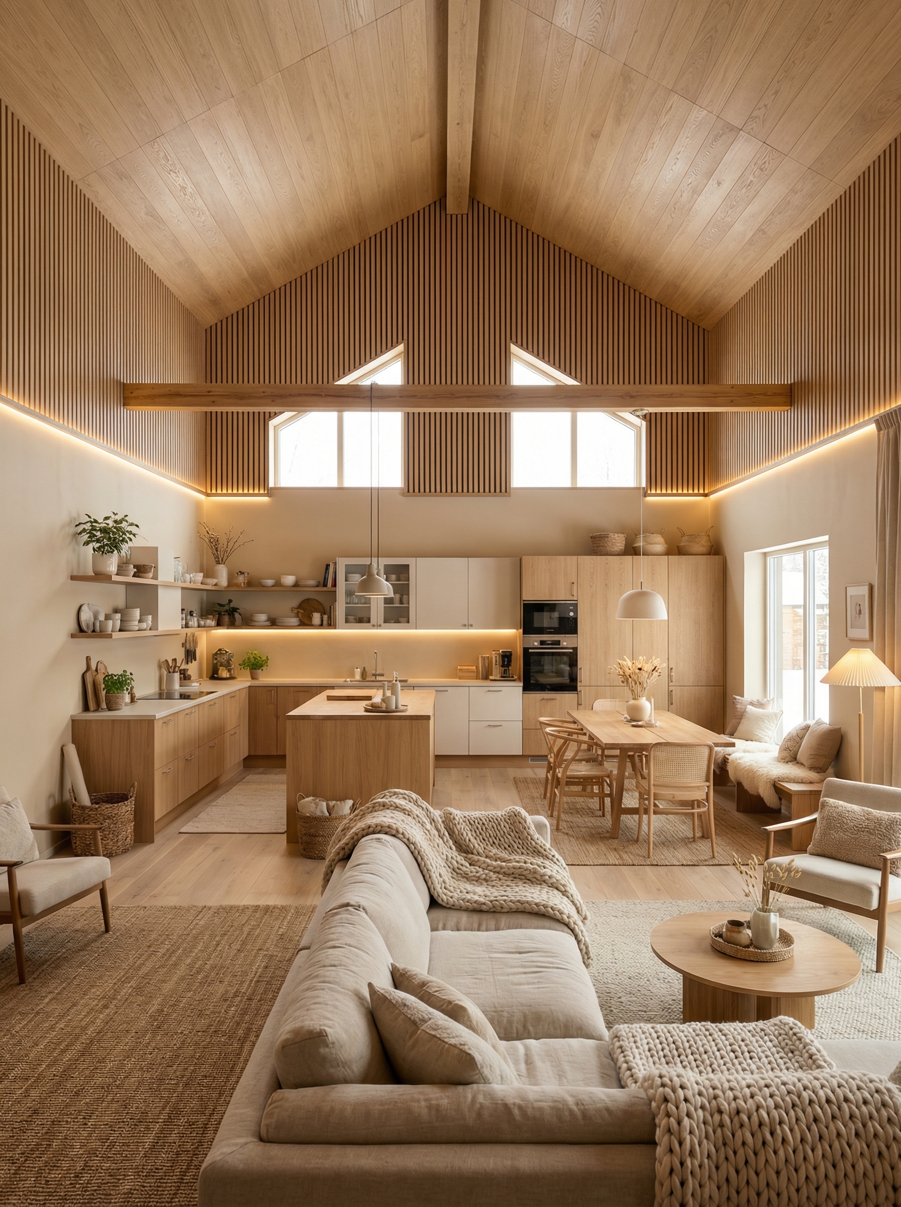 Дизайн кухни в стиле Хюгге — фото интерьера от нейросети RoomGPT