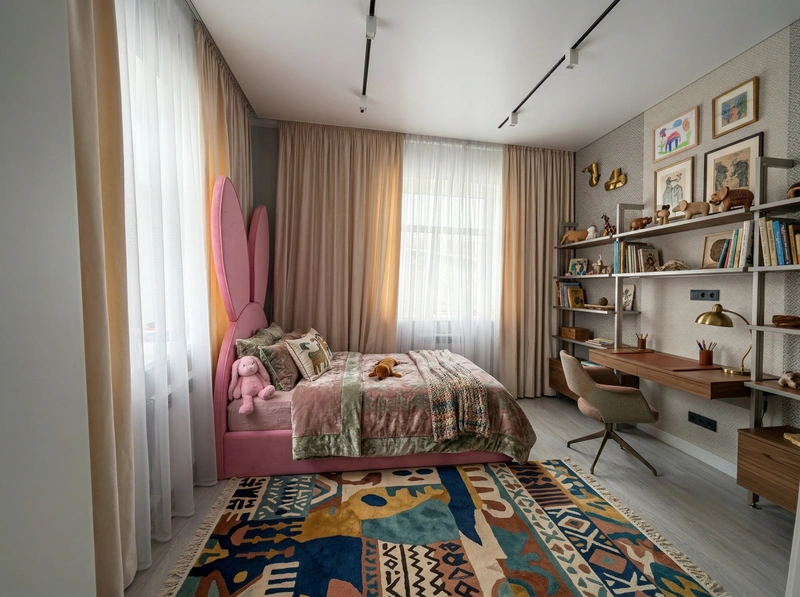 Дизайн детской в стиле Эклектика — фото интерьера от нейросети RoomGPT