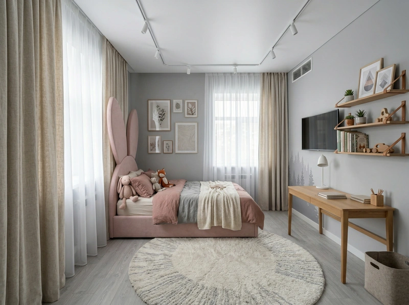 Дизайн детской в стиле Сканди — фото интерьера от нейросети RoomGPT