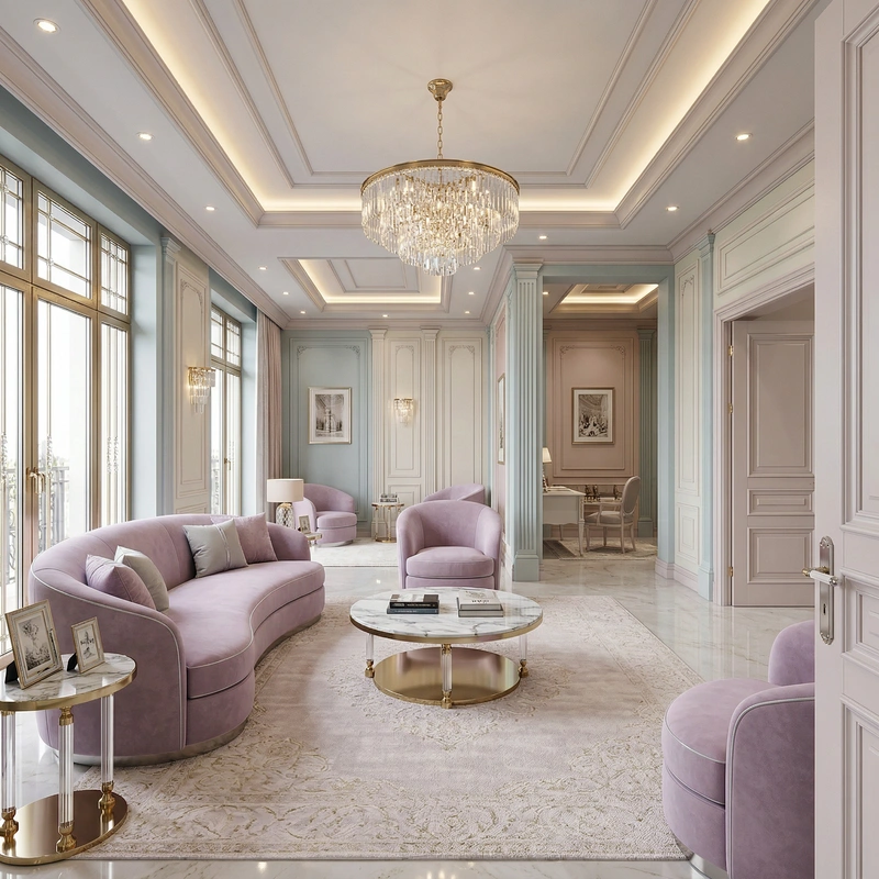 Дизайн интерьера в стиле Неоклассика — Гостиная от нейросети RoomGPT