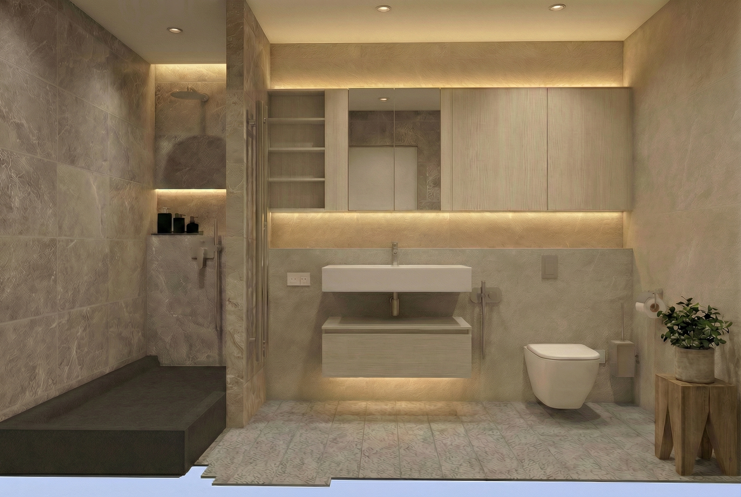 Дизайн ванной в стиле Минимализм — фото интерьера от нейросети RoomGPT