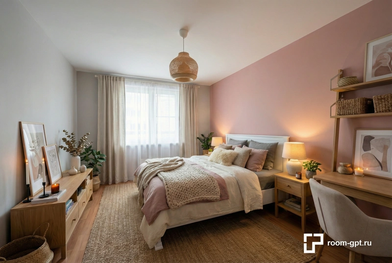 Дизайн интерьера в стиле Хюгге — Спальня от нейросети RoomGPT