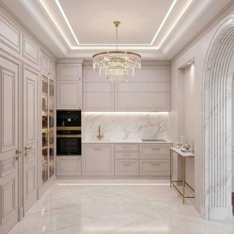 Дизайн интерьера в стиле Неоклассика — Кухня от нейросети RoomGPT