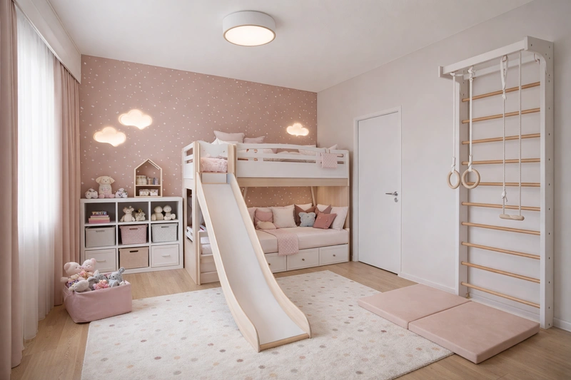 Дизайн детской в стиле Контемпорари — фото интерьера от нейросети RoomGPT