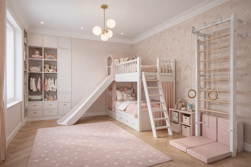 Дизайн детской в стиле Эклектика — фото интерьера от нейросети RoomGPT