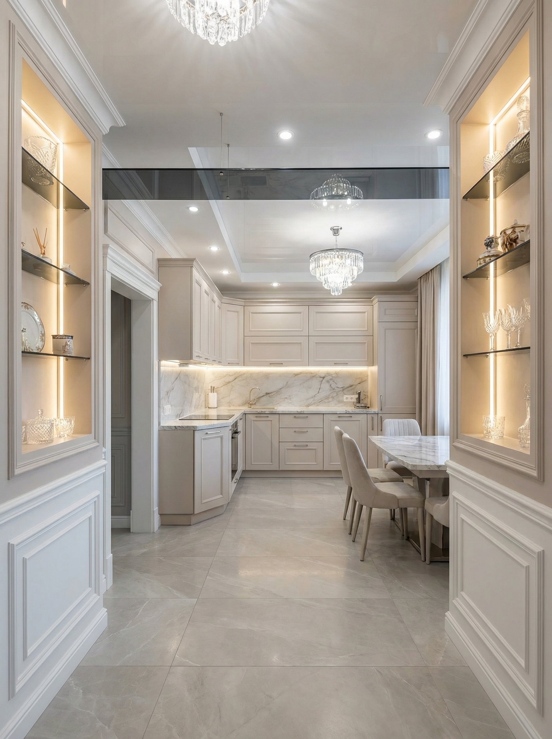Дизайн кухни в стиле Классика — фото интерьера от нейросети RoomGPT