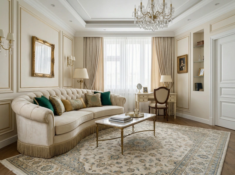 Дизайн интерьера в стиле Классика — Гостиная от нейросети RoomGPT